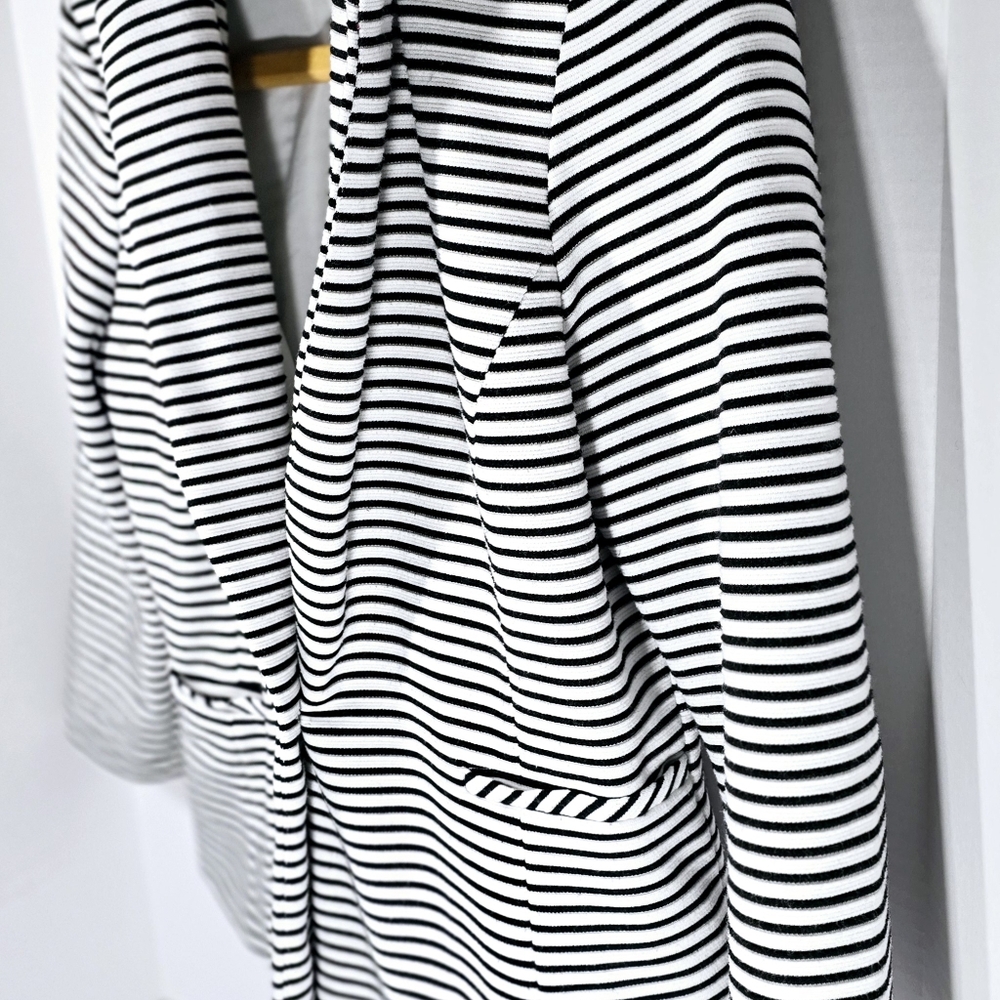 Cynthia Rowley Blazer Large One Button Striped Black & White All Occasion - Picture 7 of 8